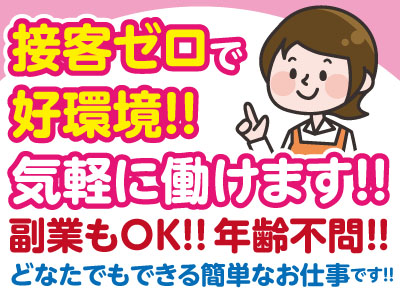 【女性専用求人】接客ゼロで好環境!気軽に働けます!!副業もOK★年齢不問★どなたでもできる簡単なお仕事です!高時給時間帯あり!短時間バイト
