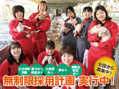 【 無制限採用計画実行中 】★社員寮完備!移住・定住サポートします★養豚場スタッフ募集