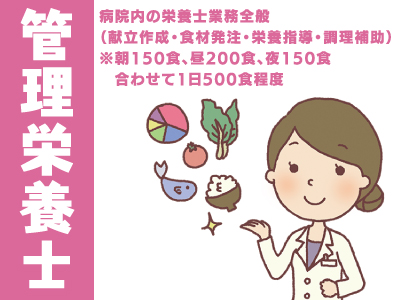 管理栄養士★献立作成・食材発注・栄養指導・調理補助など★1日500食程度