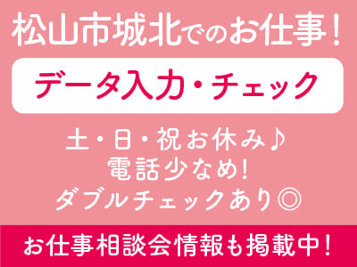 ［松山市城北でのお仕事！］電話少なめ！ダブルチェックあり◎  データ入力・チェック [お仕事相談会の情報も掲載中！ ]