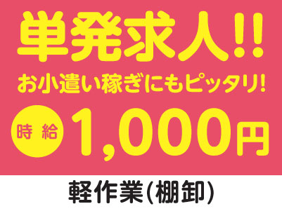 ［7月25日限定］単発求人！！夏休みのお小遣い稼ぎにもピッタリ！中予エリアで派遣のお仕事！［東温市河之内の倉庫での軽作業(棚卸)］出勤時刻は相談に応じます！交通費支給！社会保険完備