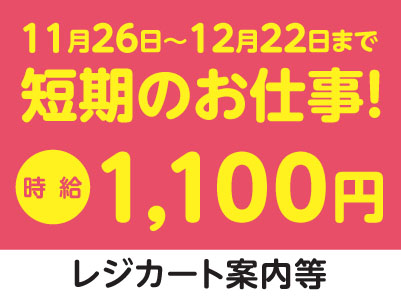 短期！オープニングスタッフ！東予エリアで派遣のお仕事！［西条市喜多川のスーパーでのレジカート案内等］出勤日数・出勤時刻は相談に応じます！交通費支給！社会保険完備［お仕事登録会開催情報も掲載中！］