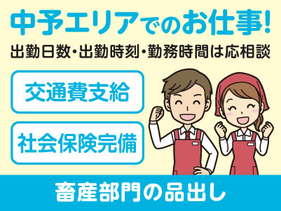 中予エリアで派遣のお仕事！［松山市余戸のスーパーでの畜産部門の品出し］出勤日数・出勤時刻・勤務時間はご相談に応じます！交通費支給！社会保険完備
