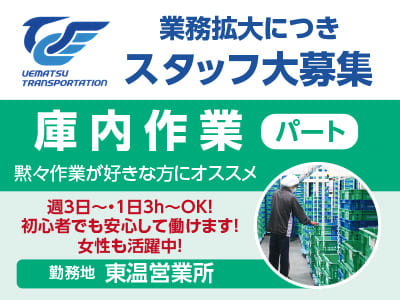 ［庫内作業(パート)］業務拡大につきスタッフ大募集 ★初心者でも安心して働けます！女性も活躍中！ ★週3日～・1日3h～OK！ ★黙々作業が好きな方にオススメイメージ01